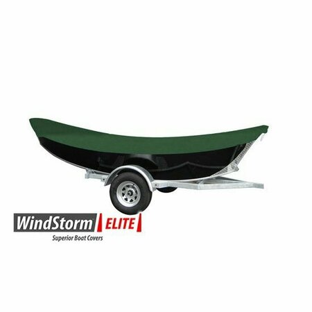 EEVELLE Boat Cover DRIft BOAT, Outboard Fits 16ft L up to 84in W Green SFDFT1684B-HTR
